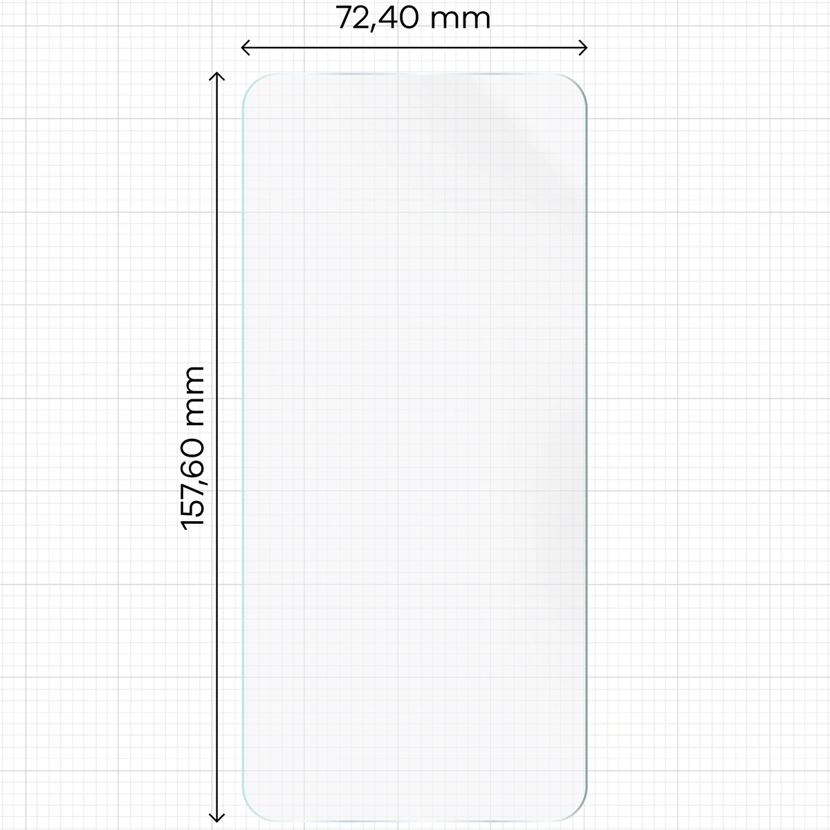 Miarka z wymiarami folii hydrożelowej Bizon Film Hydrogel Front do Oppo Find X9 Pro